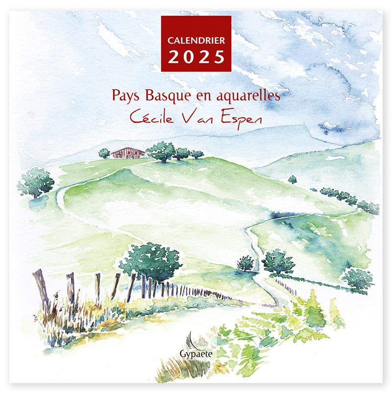 Calendrier chevalet "Pays Basque en aquarelles" 2025 Cécile Van Espen Force Basque Calendrier 2025