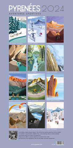 Calendrier Pyrénées illustrées 2024 de Lucie Méreau - Editions Gypaète -  Format 45x22,5 cm – Éditions Gypaète